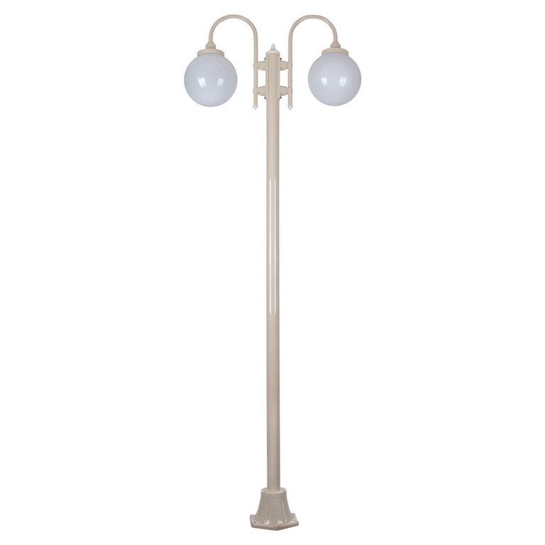 Lisbon Twin Spheres Curved Arms Plain Post Light Beige - 15788
