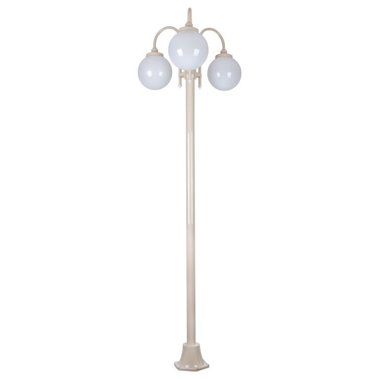 Lisbon Triple Sphere Curved Arms Plain Post Light Beige - 15794