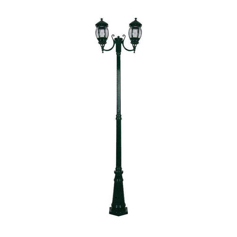 Vienna Twin Head Curved Arms Tall Post Light Green - 15971