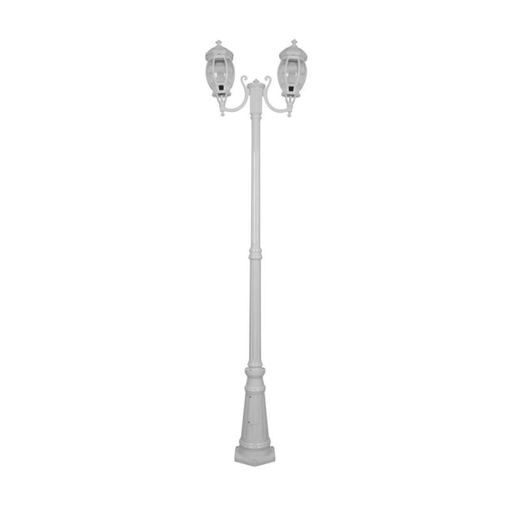 Vienna Twin Head Curved Arms Tall Post Light White - 15973