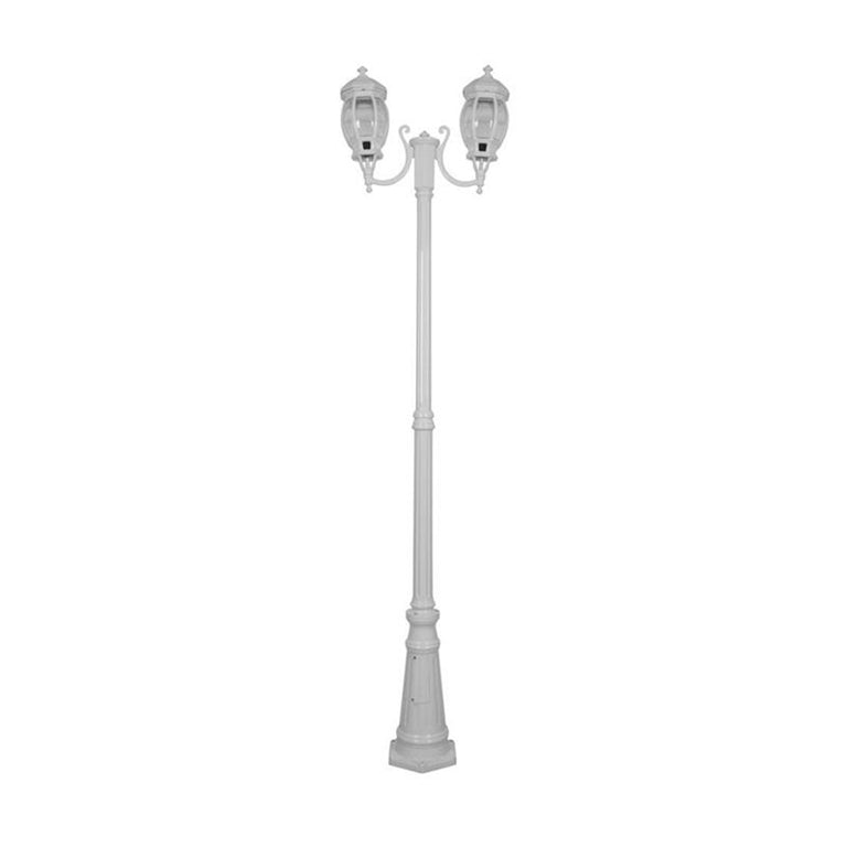 Vienna Twin Head Curved Arms Tall Post Light White - 15973