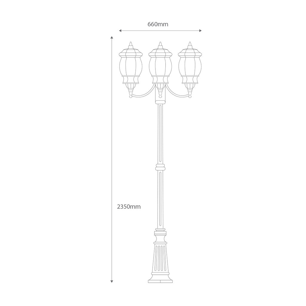 Vienna Three Head Curved Arm Tall Post Light Burgundy - 15976