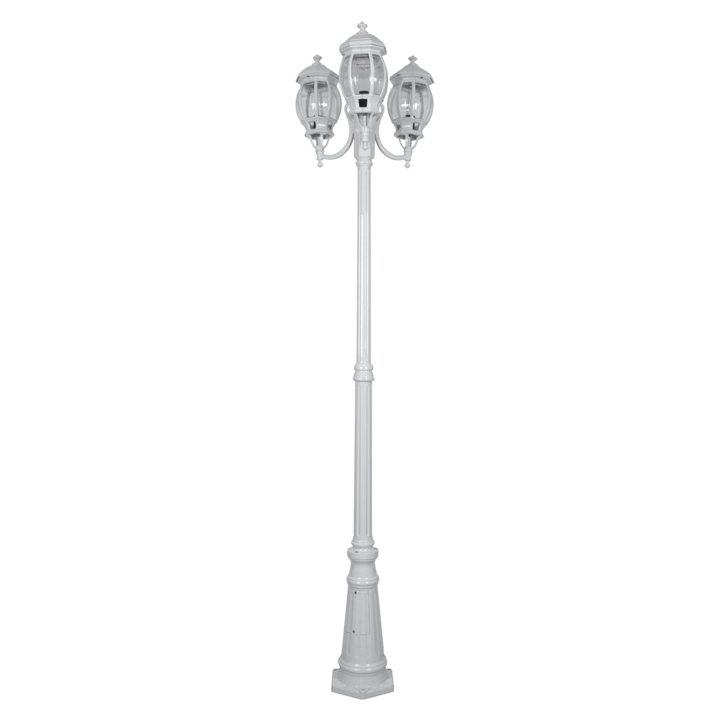Vienna Three Head Curved Arm Tall Post Light White -15979