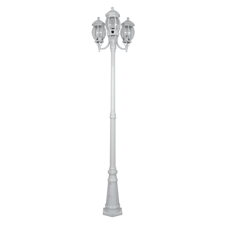 Vienna Three Head Curved Arm Tall Post Light White -15979