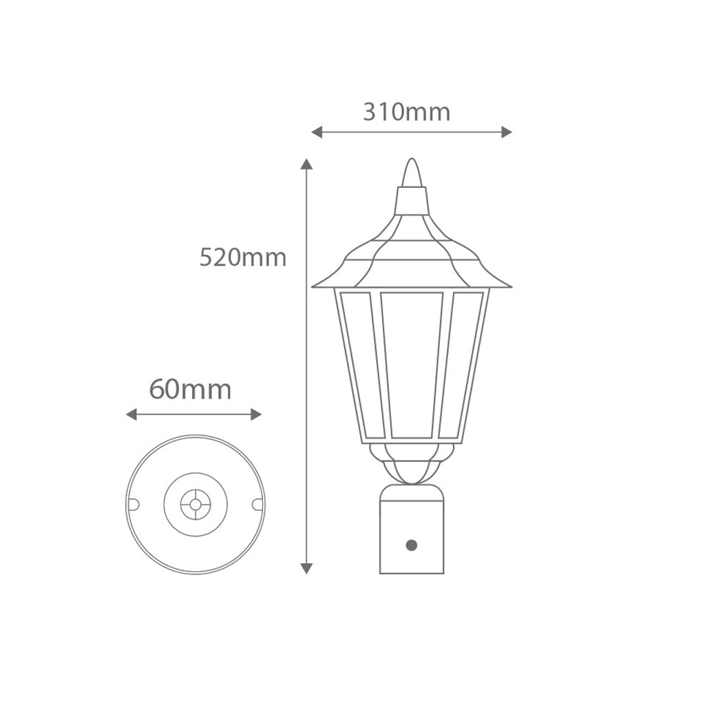 Chester Post Top Light Large Black - 15087