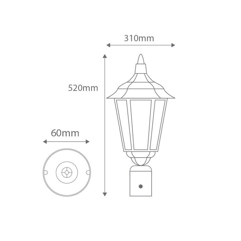 Chester Post Top Light Large Black - 15087