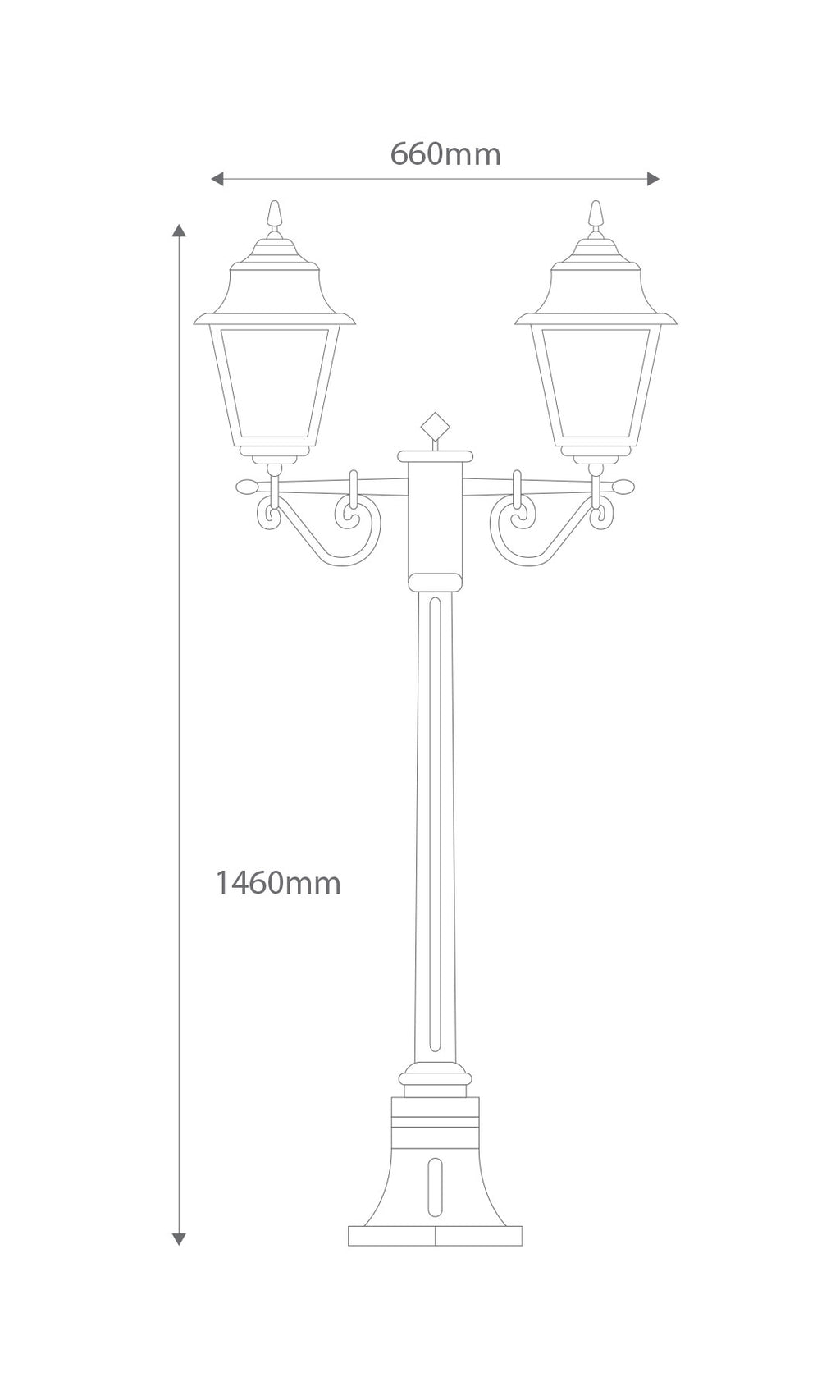 Paris Twin Head Short Post Light Black - 15141