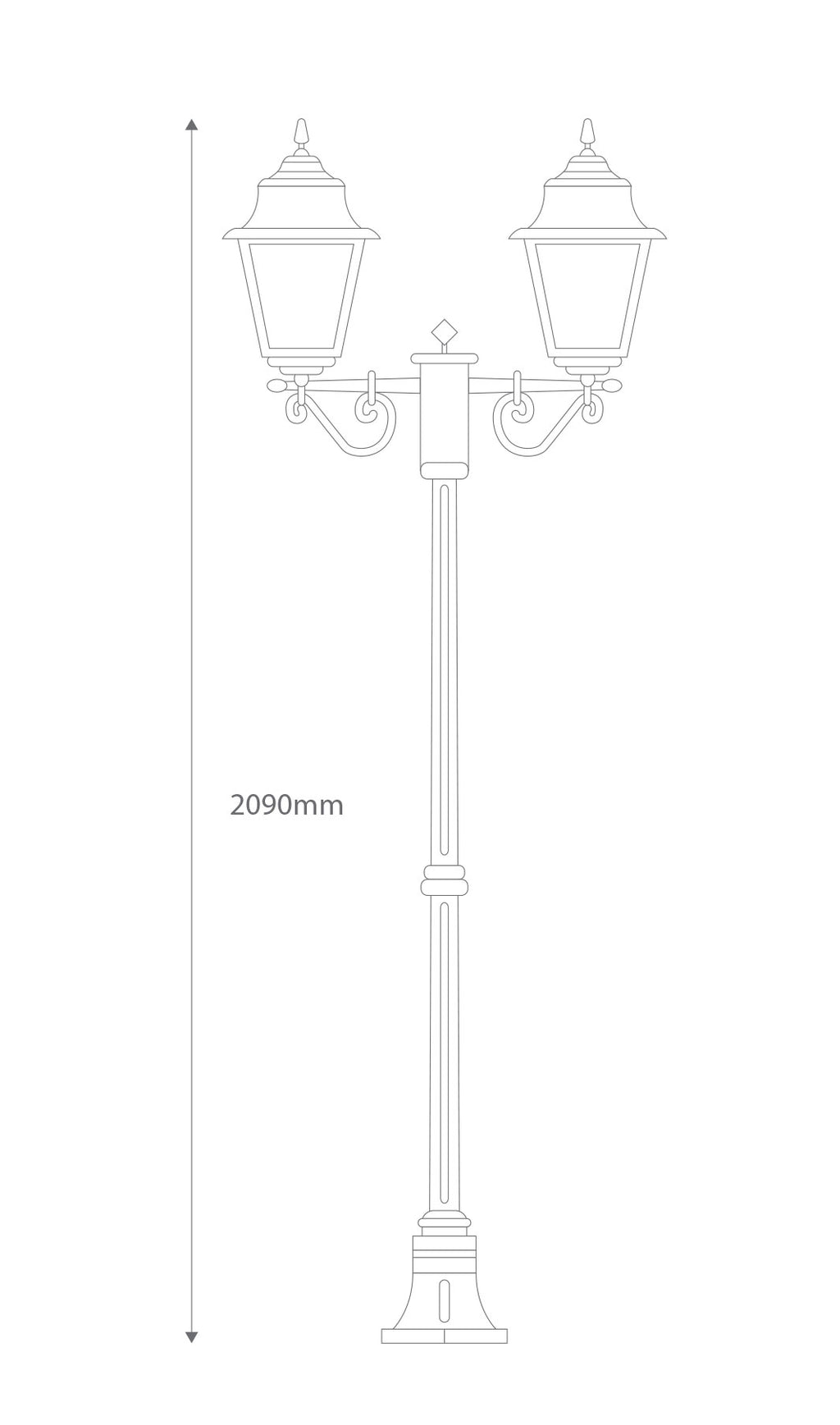 Paris Twin Head Medium Post Light Black - 15153