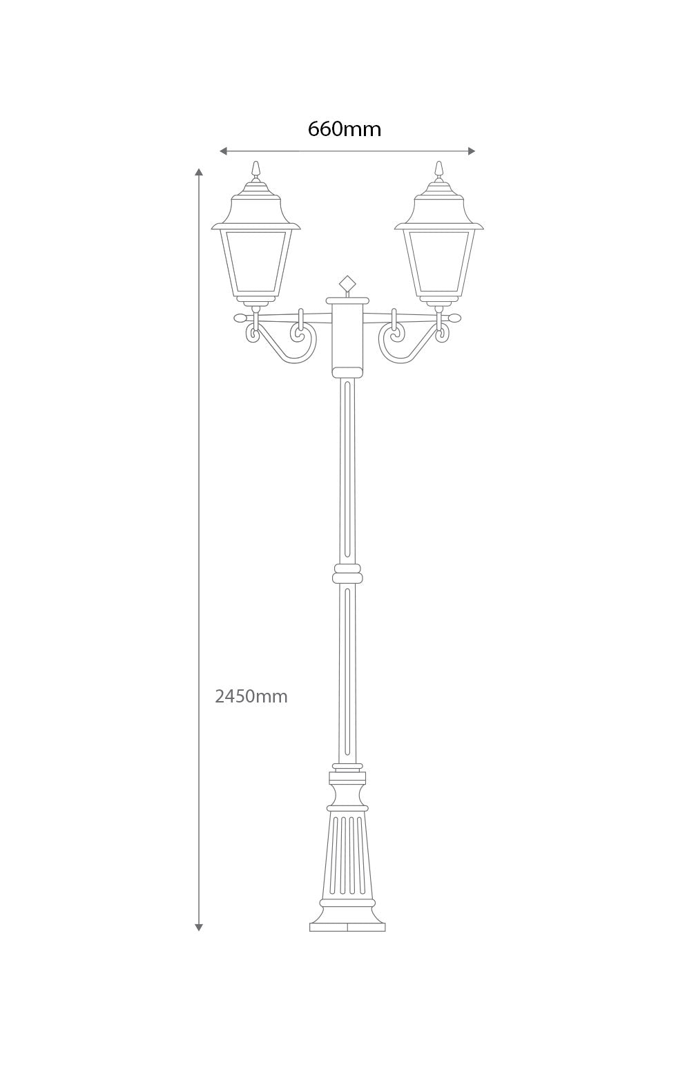 Paris Twin Head Tall Post Light Black - 15165