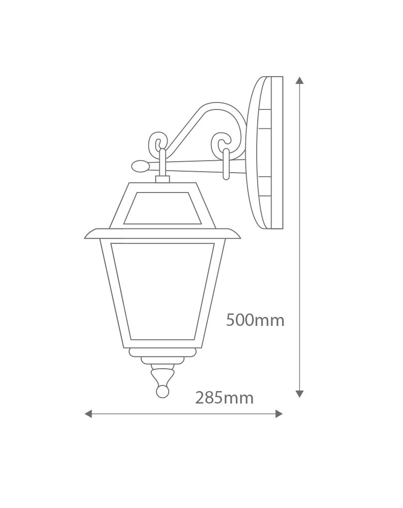 Avignon Downward Wall Light Black - 15201