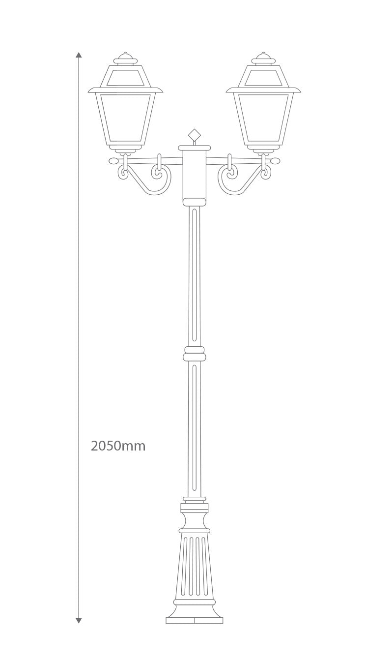 Avignon Twin Head Medium Post Light Black - 15231