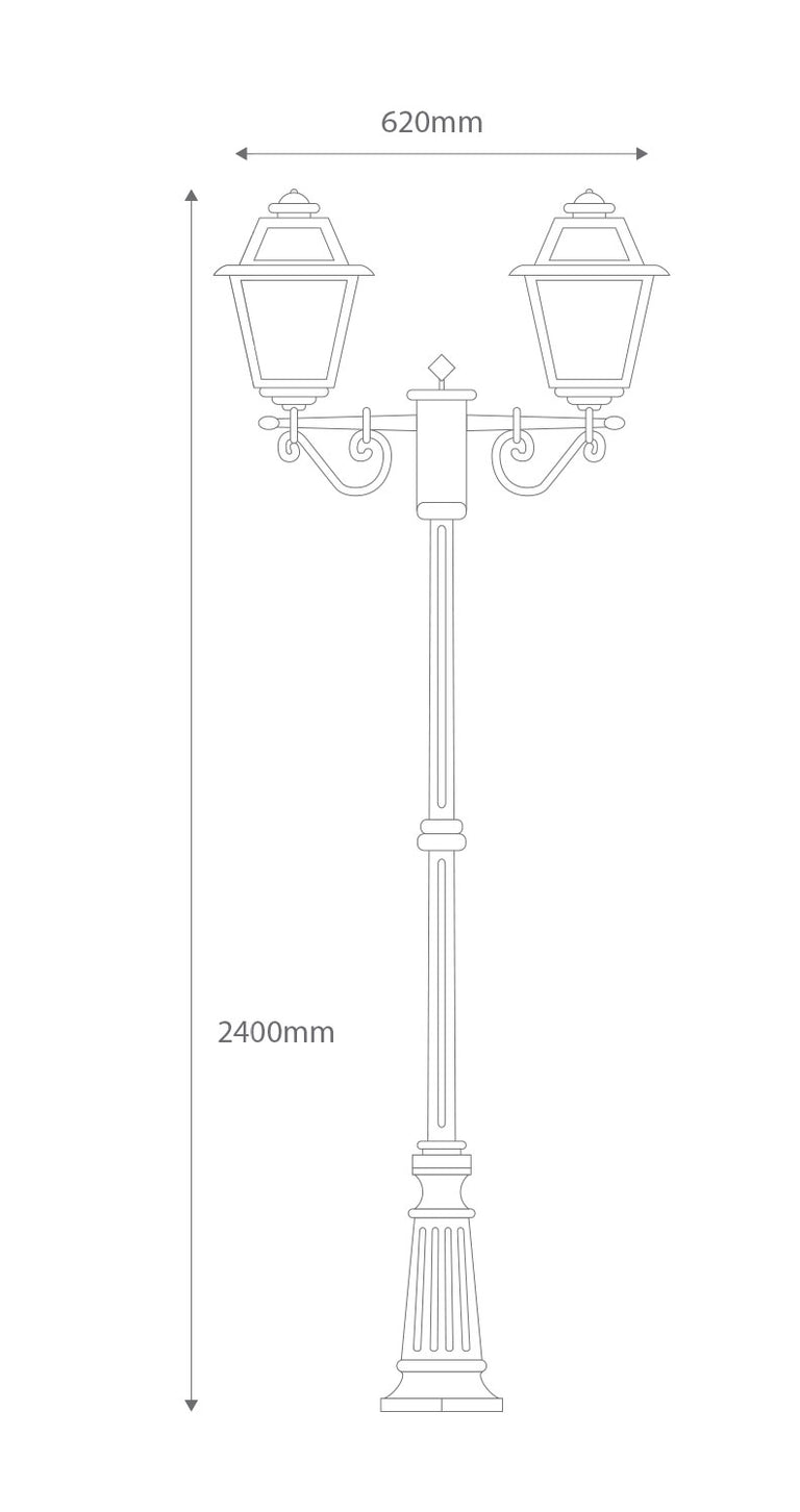 Avignon Twin Head Tall Post Light Burgundy - 15244