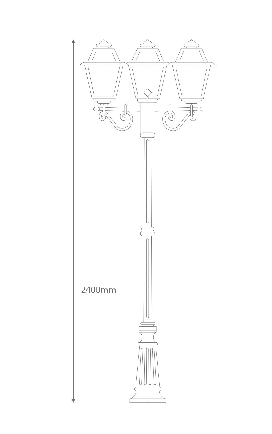 Avignon Triple Head Tall Post Light Green - 15251