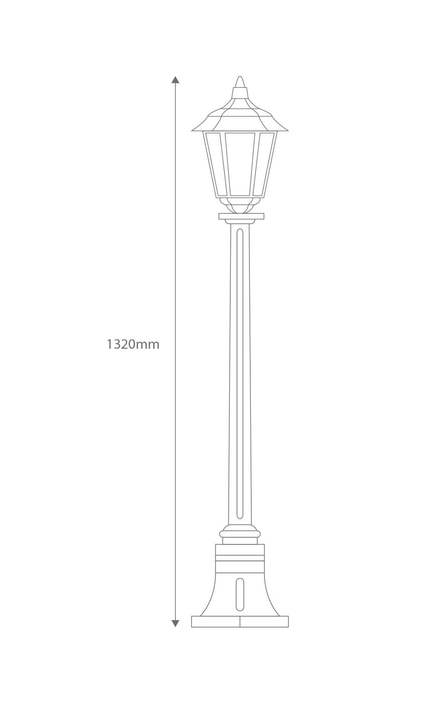 Turin Single Head Small Post Light Black - 15435