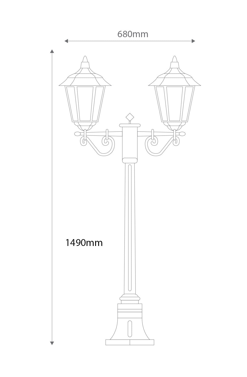 Turin Twin Head Short Post Light Burgundy - 15442