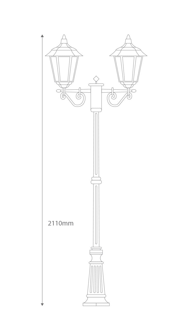Turin Twin Head Medium Post Light Black - 15453