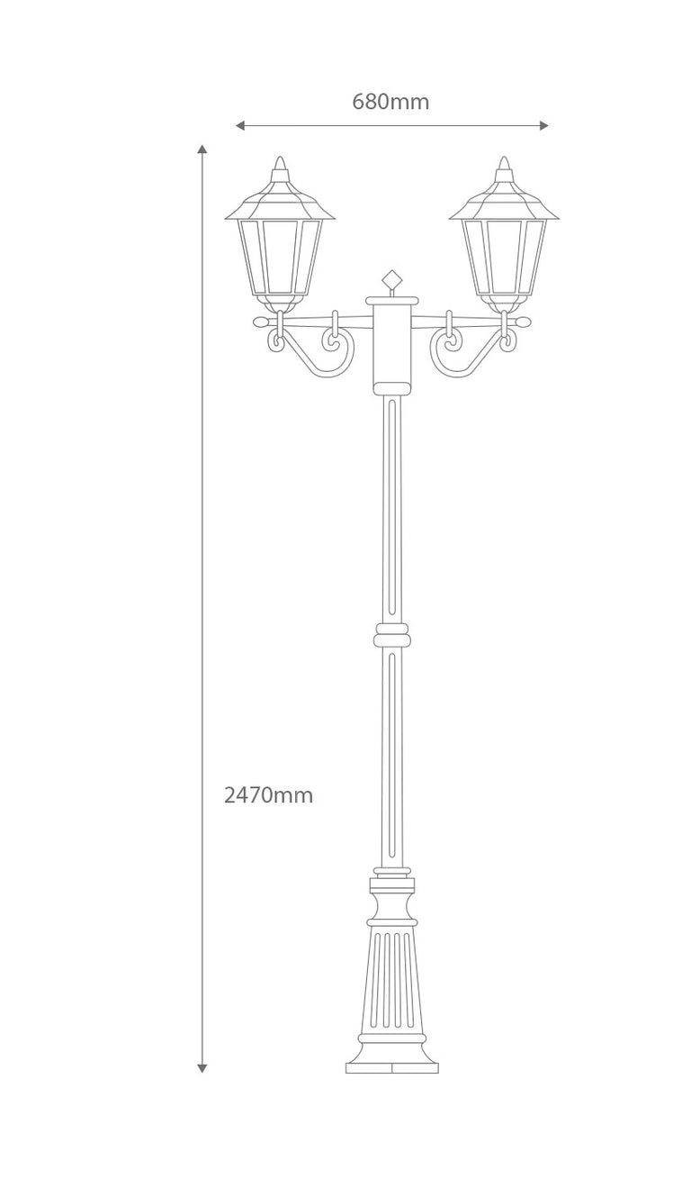 Turin Twin Head Tall Post Light White - 15469