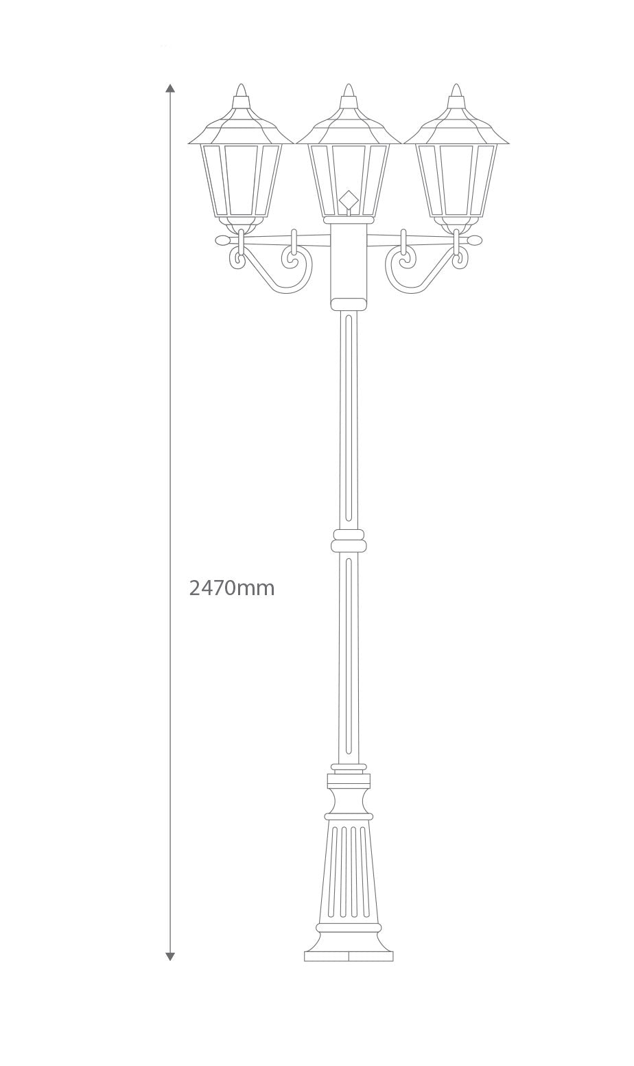 Turin Triple Head Tall Post Light Beige - 15470