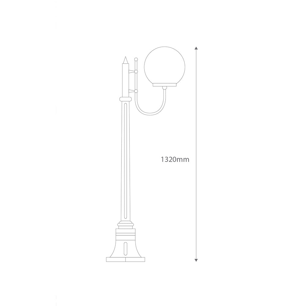 Lisbon 30cm Sphere Curved Arm Short Post Light Black - 15681
