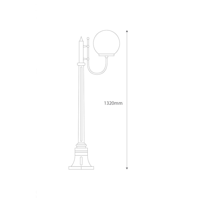 Lisbon 30cm Sphere Curved Arm Short Post Light Black - 15681