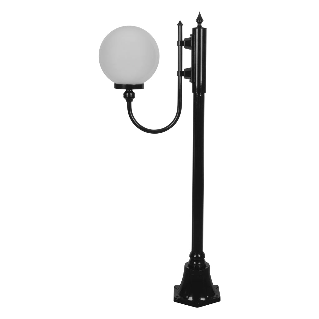 Lisbon 25cm Sphere Curved Arm Short Post Light Black - 15675