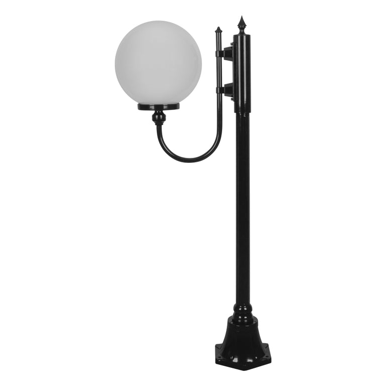 Lisbon 30cm Sphere Curved Arm Short Post Light Black - 15681