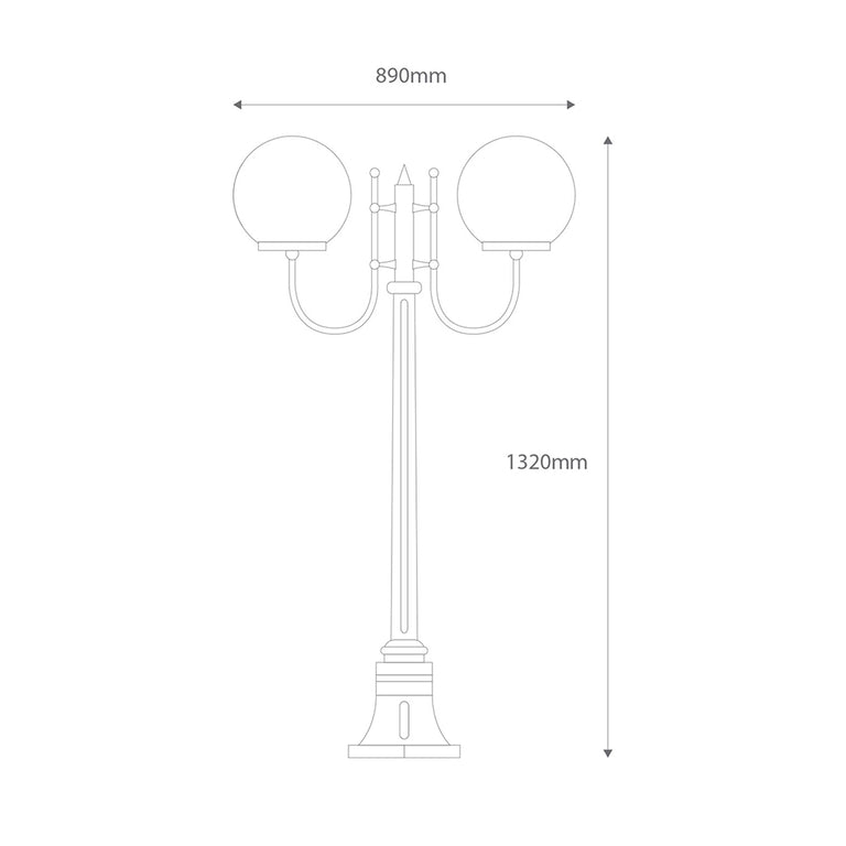 Lisbon Twin 25cm Spheres Curved Arms Short Post Light Green - 15689