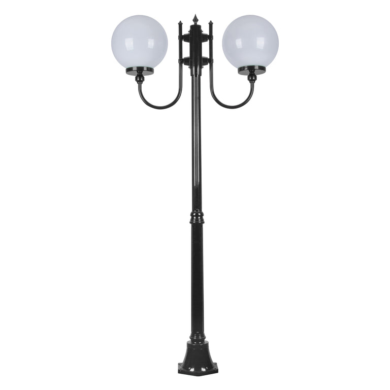 Lisbon Twin 30cm Sphere Curved Arms Medium Post Light Black - 15717