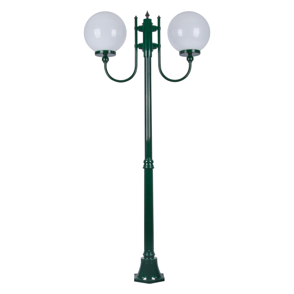 Lisbon Twin 30cm Sphere Curved Arms Medium Post Light Green - 15719