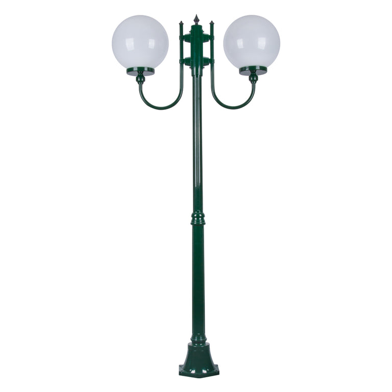 Lisbon Twin 30cm Sphere Curved Arms Medium Post Light Green - 15719