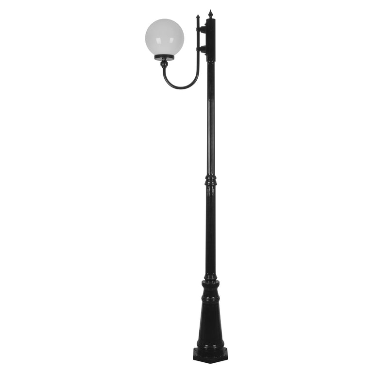 Lisbon 25cm Sphere Curved Arm Tall Post Light Black - 15723