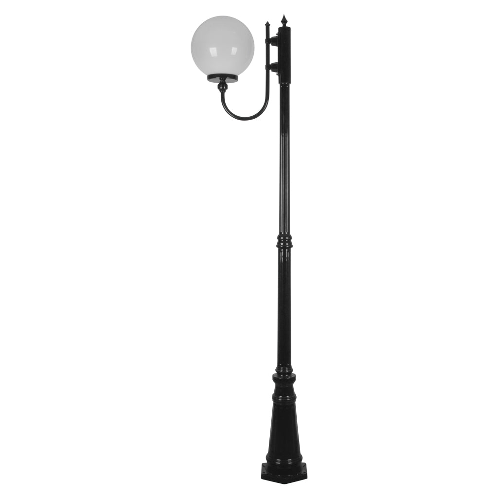 Lisbon 30cm Sphere Curved Arm Tall Post Light Black - 15729
