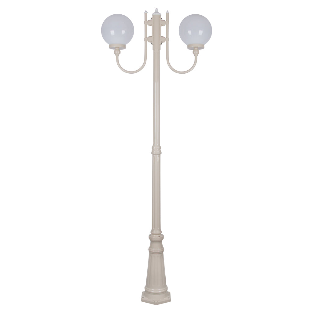Lisbon Twin 25cm Sphere Curved Arms Tall Post Light Beige - 15734