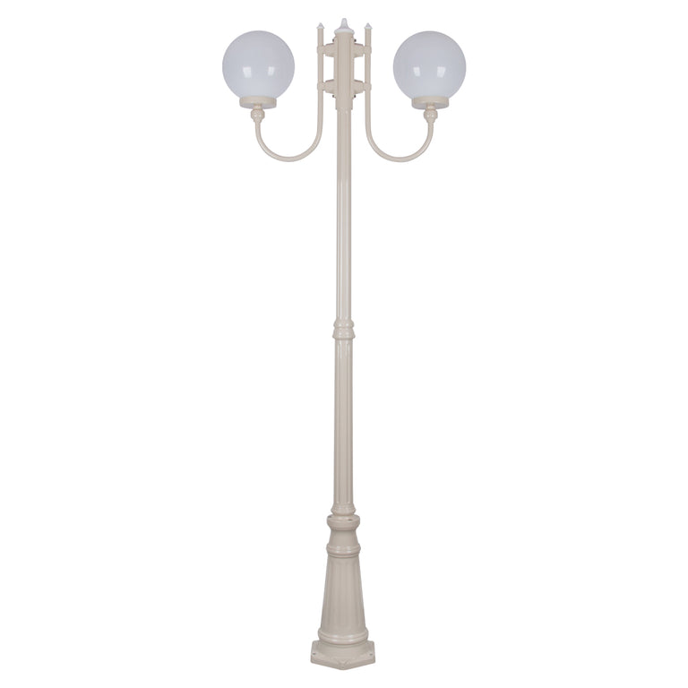 Lisbon Twin 25cm Sphere Curved Arms Tall Post Light Beige - 15734