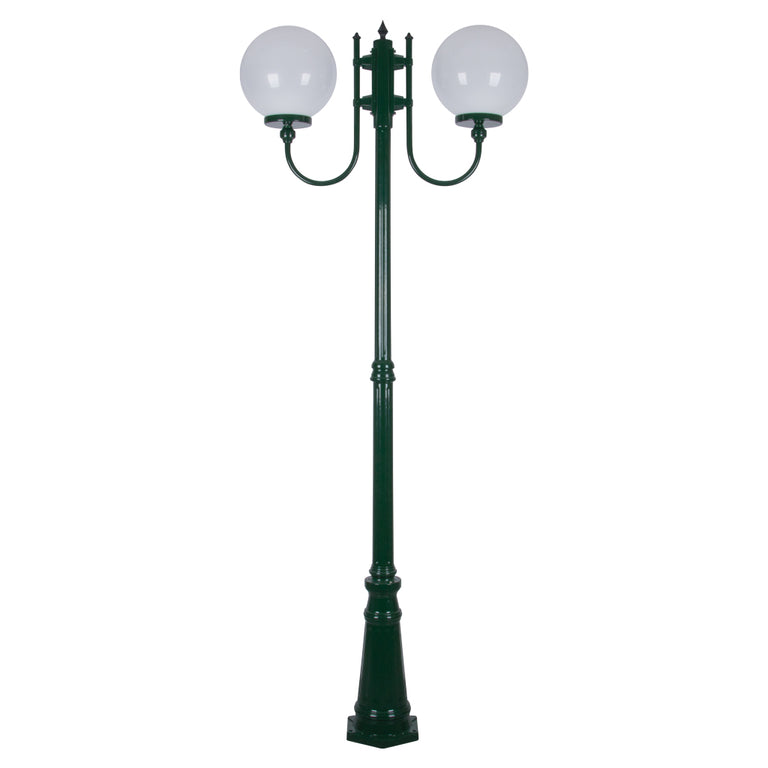 Lisbon Twin 30cm Sphere Curved Arms Tall Post Light Green - 15743