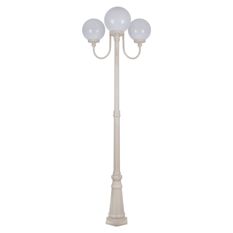 Lisbon Triple 25cm Spheres Curved Arms Tall Post Light Beige - 15758