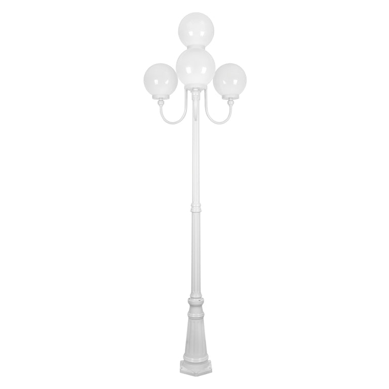 Lisbon Four 25cm Spheres Curved Arms Tall Post Light White - 15775