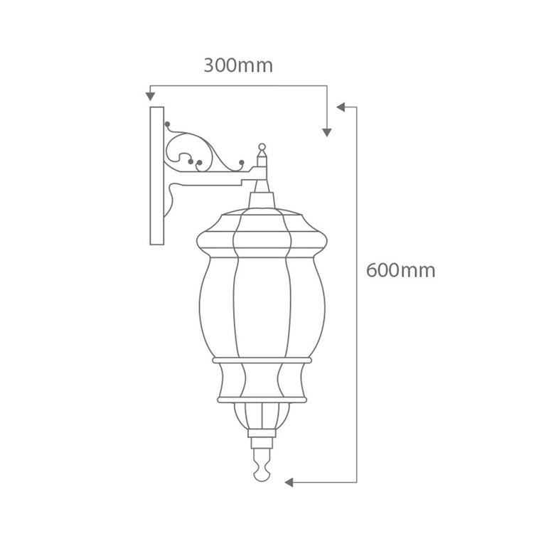 Vienna Downward Wall Light Large Black - 15993