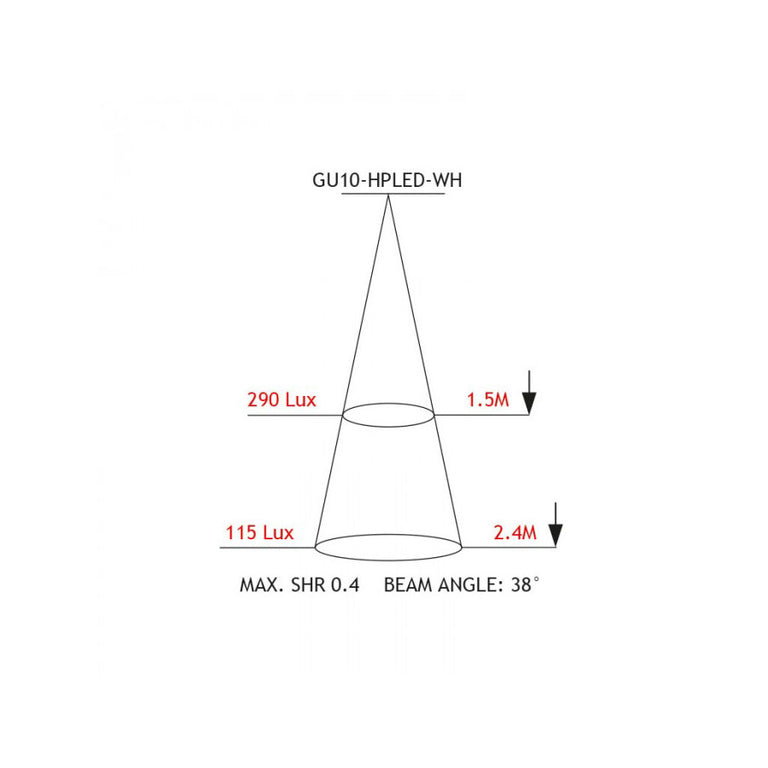 LED GU10 6W High Power 38° Warm White - GU10-HPLED-WH