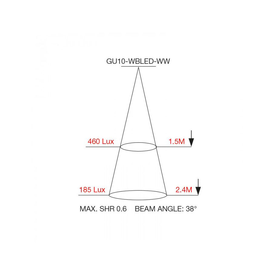 LED GU10 6W 38° Warm White - GU10-WBLED-WW