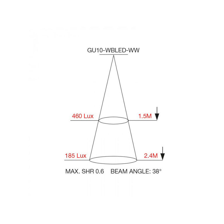 LED GU10 6W 38° Warm White - GU10-WBLED-WW