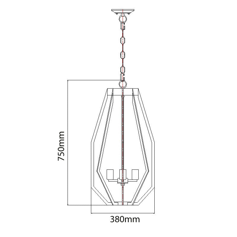 Narrow Angular Cage 5 Light Pendant Oiled Bronze - Gamba2