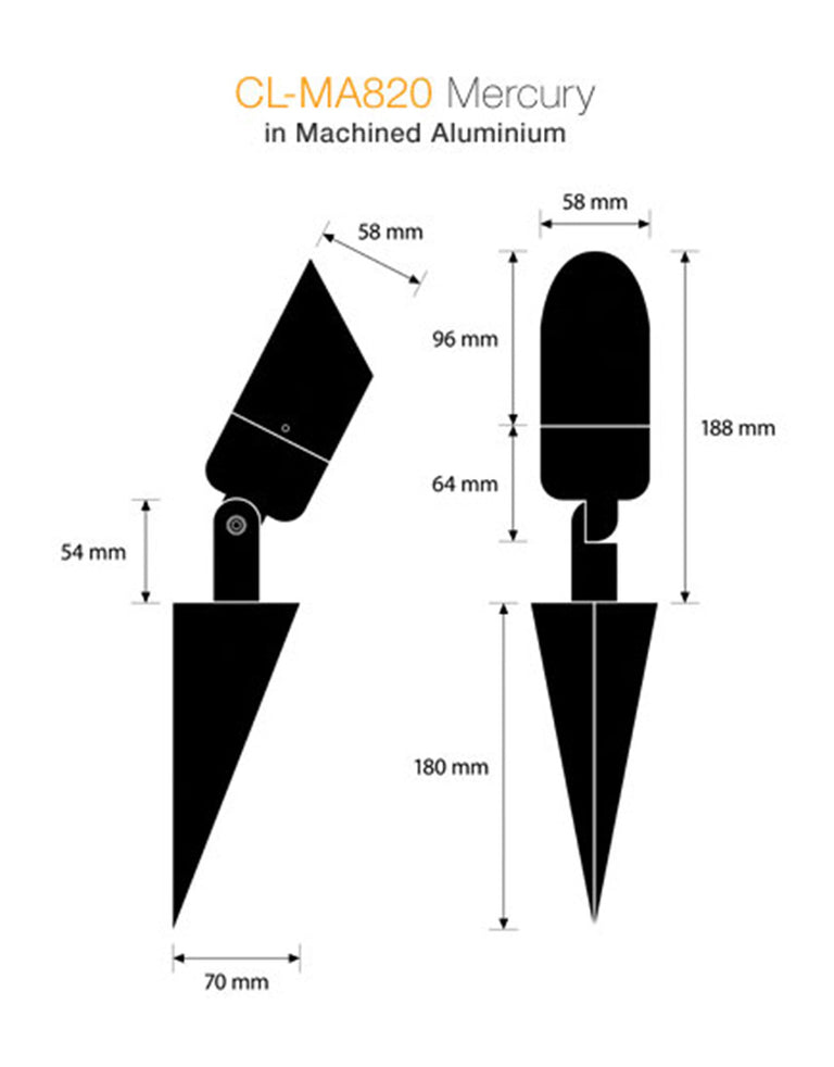 Mercury Spike Light Solid Aluminium - CL-MA820