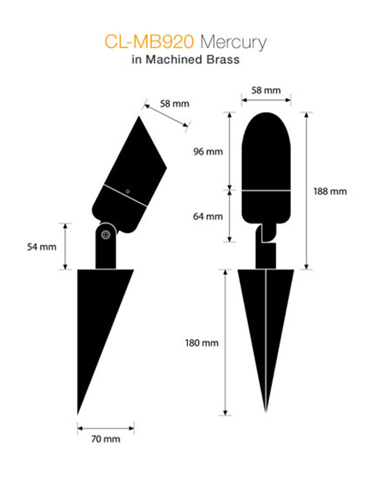 Mercury Spike Light Solid Brass - CL-MB920