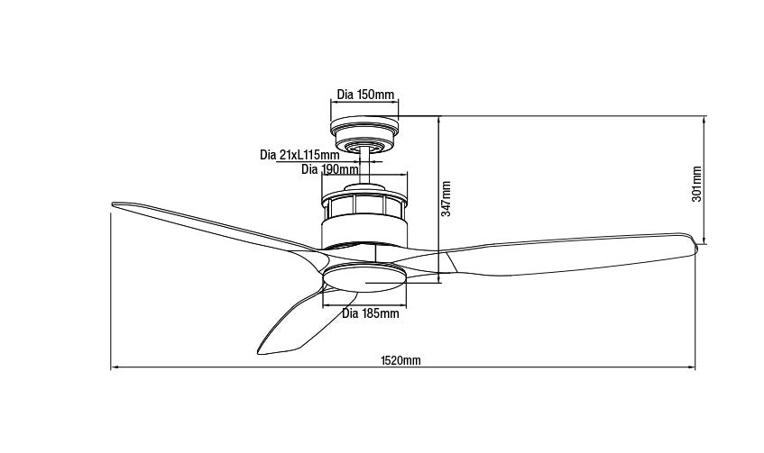 Governor 70W 60" AC Ceiling Fan With ABS Blades & 15W LED Old Bronze / Tri-Colour - MGF1533OT