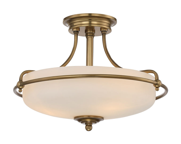 Griffin 3 Light Semi Flush Light Weathered Brass - QZ-GRIFFIN-SFS-WS