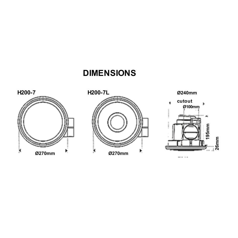 Altair 2 Round Exhaust Fan White - H200-7