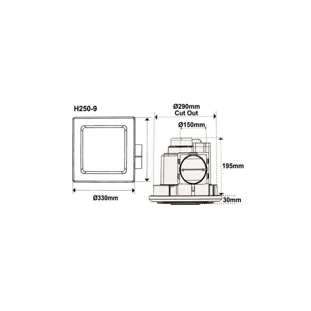 Altair 5 Square Exhaust Fan White - H250-9