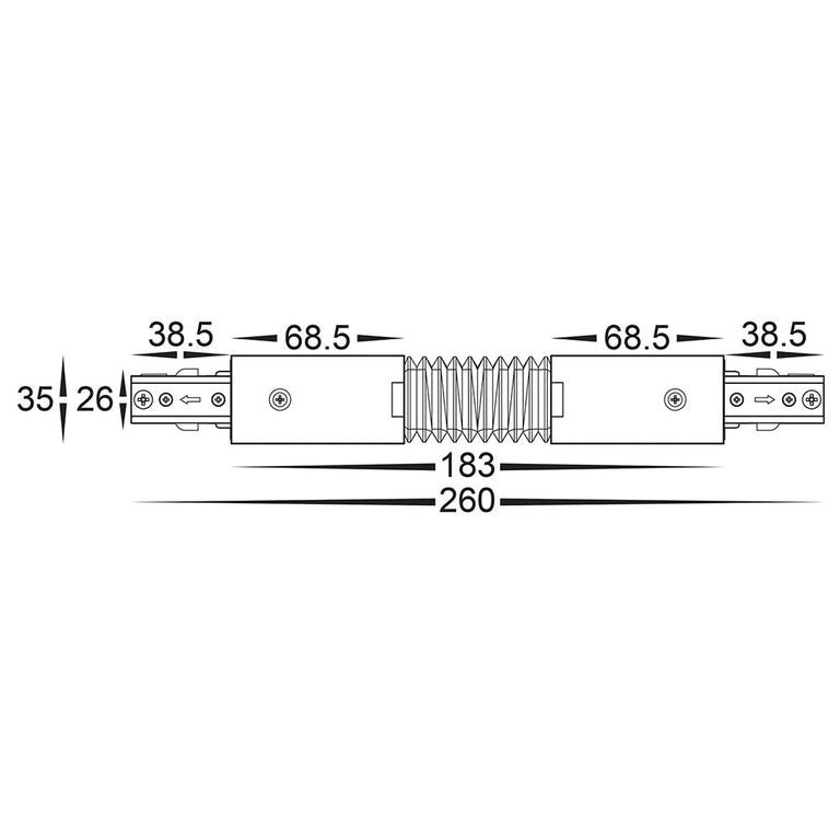 Astro Single Circuit Flexible Connector Matt Black - HCP-102100-FC