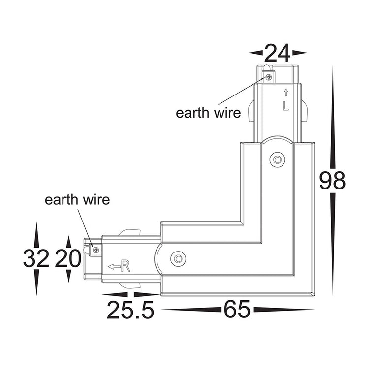 Astro Three Circuit L-Shape Connector Matt White - HCP-103300-LSC